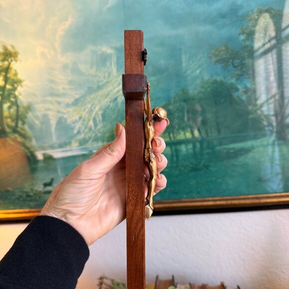 Vintage Bronze and Wood Crucifix - Picture 13 of 15